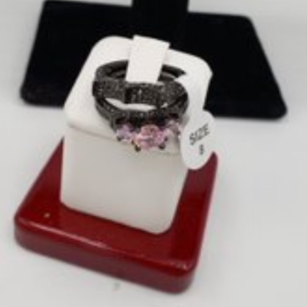 (Bonus Jewelry included‼️3 Pink Rhinestone Wedding & Engagement Rings Sz 8 - Picture 2 of 5